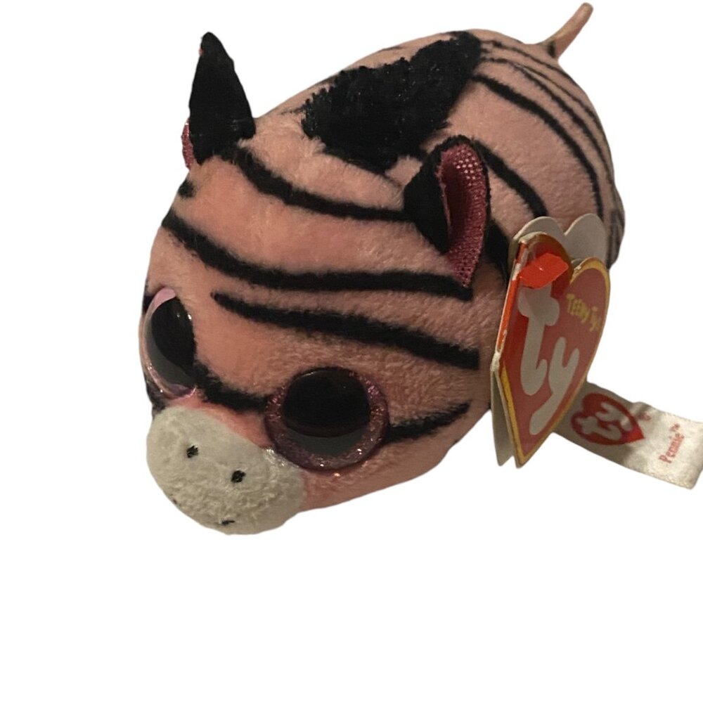 Ty Teeny Tys Pennie Pink Zebra Plush Toy Has Tag 4" x 2"‎